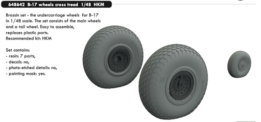 Eduard Brassin 648642 1:48 B-17F wheels with weighted tyre effect cross tread