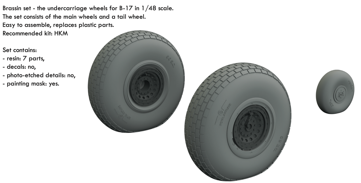 Eduard Brassin 648643 1:48 B-17F/B-17G wheels with weighted tyre effect block tread