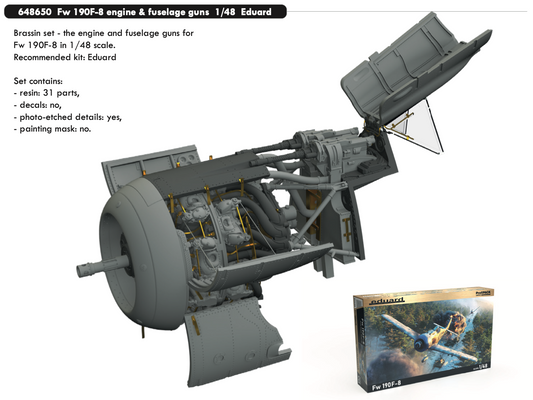 Eduard Brassin 648650 1:48 Focke-Wulf Fw-190F-8 engine & fuselage guns