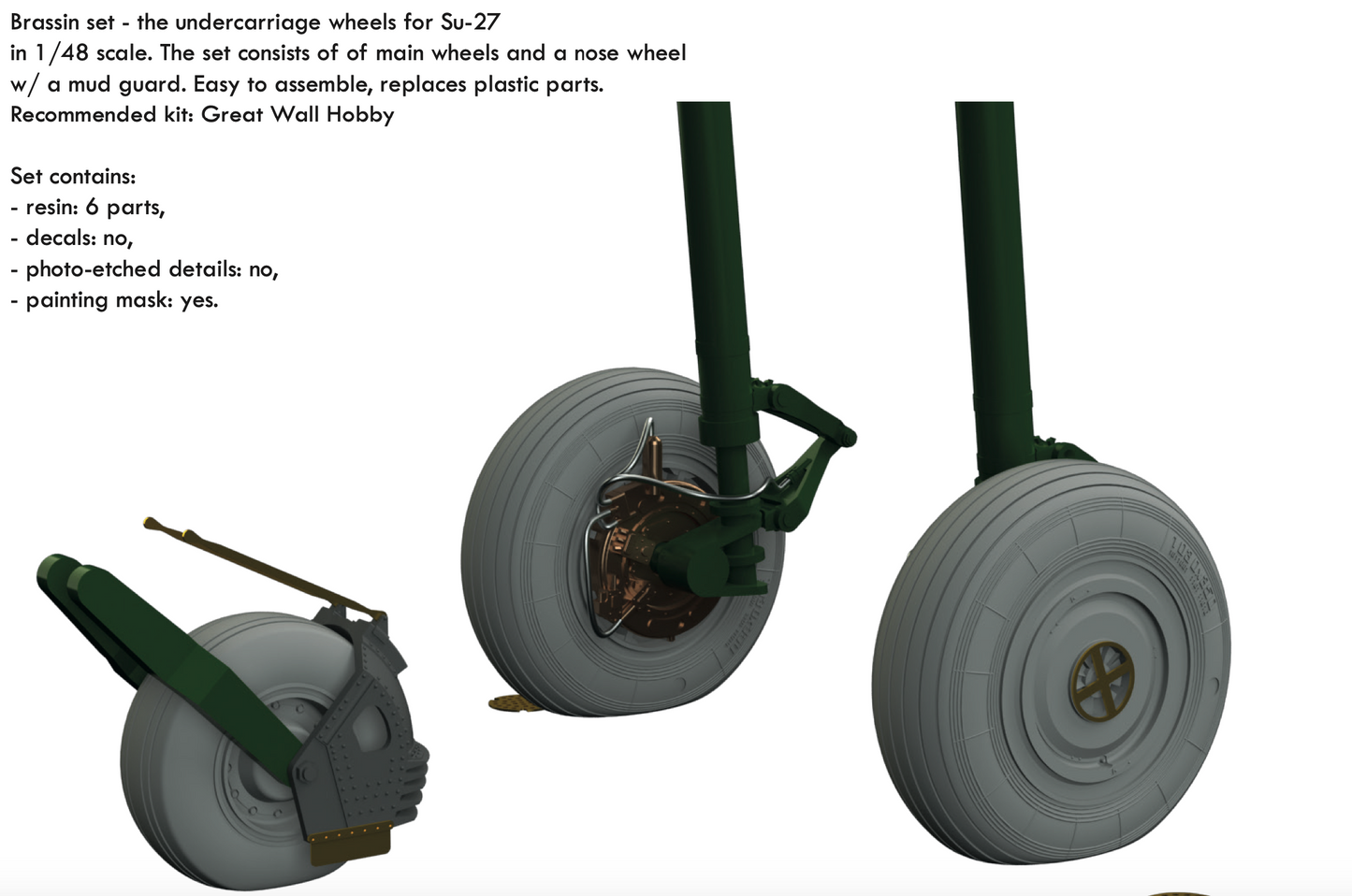 Eduard Brassin 648653 1:48 Sukhoi Su-27 wheels with weighted tyre effect