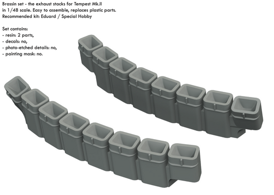 Eduard Brassin 648654 1:48 Hawker Tempest Mk.II exhaust stacks