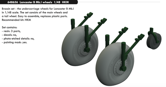 Eduard Brassin 648656 1:48 Avro Lancaster B.I wheels with weighted tyre effect