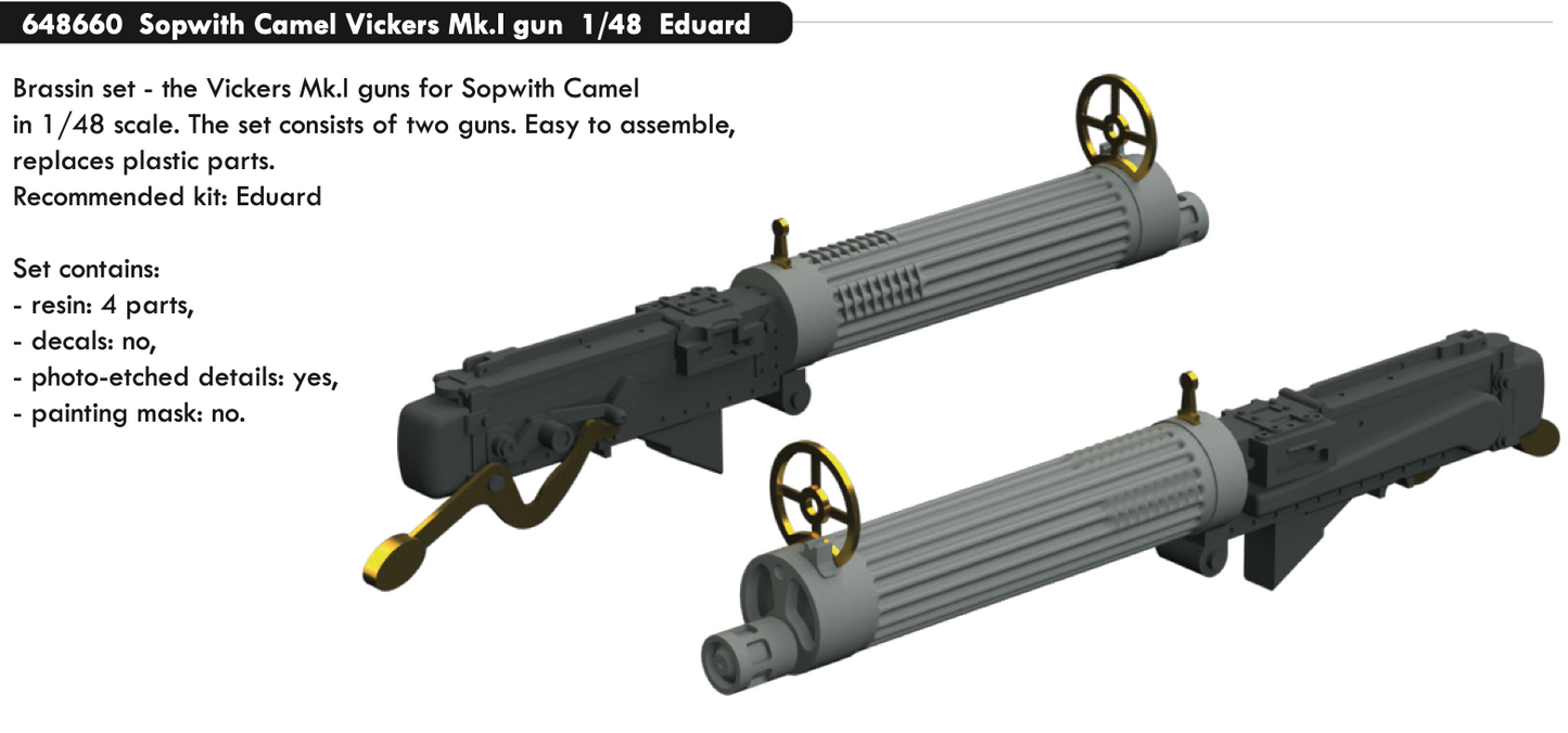 Eduard Brassin 648660 1:48 Sopwith Camel Vickers Mk.I gun