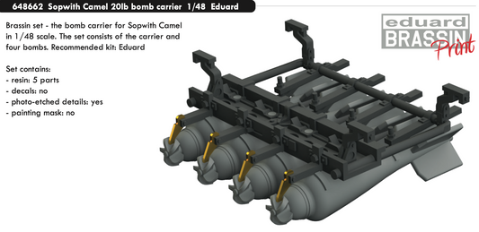 Eduard Brassin 648662 1:48 Sopwith Camel 20lb bomb carrier