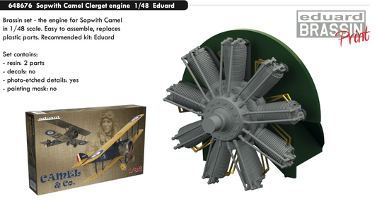 Eduard Brassin 648676 1:48 Sopwith Camel Clerget engine