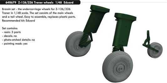 Eduard Brassin 648679 1:48 Zlin Z-126/Z-226 Trener wheels with weighted tyre effect