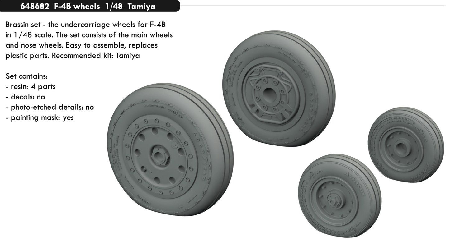 Eduard Brassin 648682 1:48 McDonnell F-4B Phantom wheels with weighted tyre effect