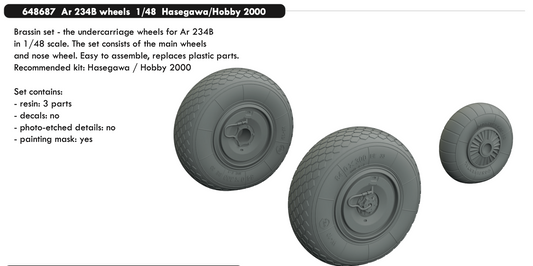 Eduard Brassin 648687 1:48 Arado Ar-234B wheels with weighted tyre effect