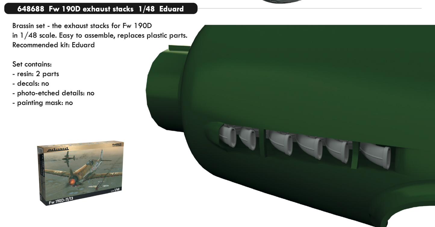 Eduard Brassin 648688 1:48 Focke-Wulf Fw-190D exhaust stacks