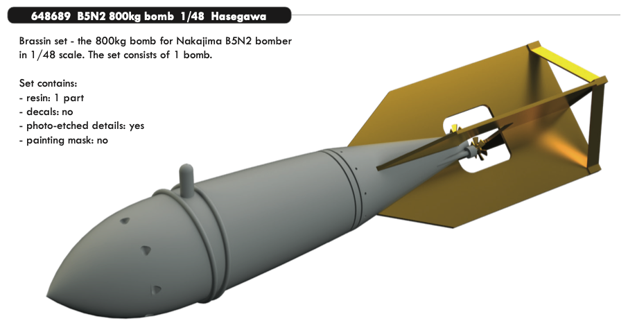 Eduard Brassin 648689 1:48 Nakajima B5N2 'Kate' 800kg bomb