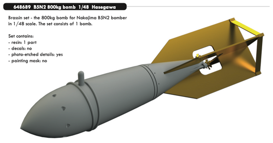Eduard Brassin 648689 1:48 Nakajima B5N2 'Kate' 800kg bomb