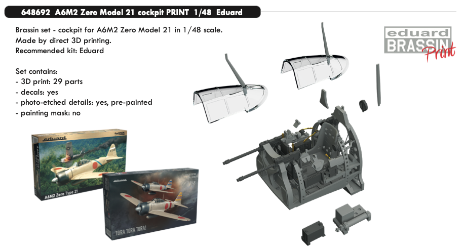 Eduard Brassin 648692 1:48 Mitsubishi A6M2 Zero Model 21 cockpit 3D-printed