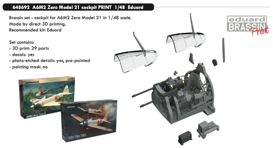 Eduard Brassin 648692 1:48 Mitsubishi A6M2 Zero Model 21 cockpit 3D-printed