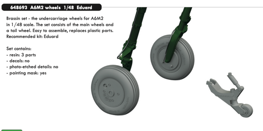 Eduard Brassin 648693 1:48 Mitsubishi A6M2 Zero wheels with weighted tyre effect