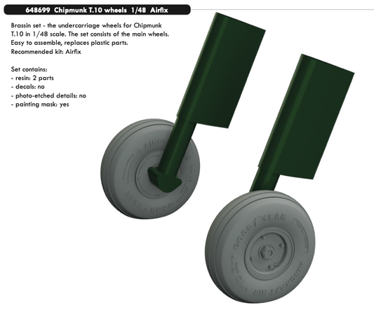 Eduard Brassin 648699 1:48 de Havilland Chipmunk T.10 wheels with weighted tyre effect