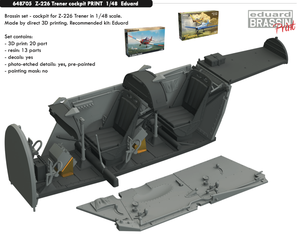 Eduard Brassin 648705 1:48 Zlin Z-226 Trener cockpit 3D-printed