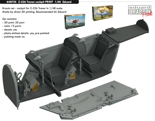 Eduard Brassin 648705 1:48 Zlin Z-226 Trener cockpit 3D-printed