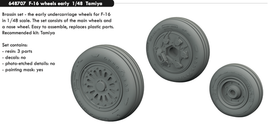 Eduard Brassin 648707 1:48 Lockheed-Martin F-16C early wheels with weighted tyre effect