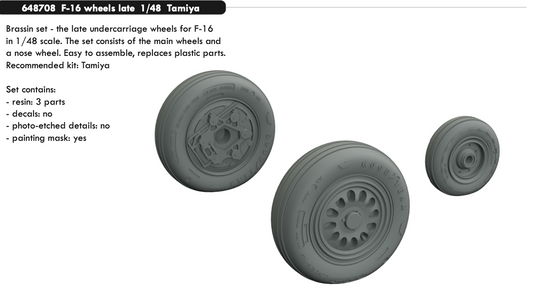 Eduard Brassin 648708 1:48 Lockheed-Martin F-16C late wheels with weighted tyre effect