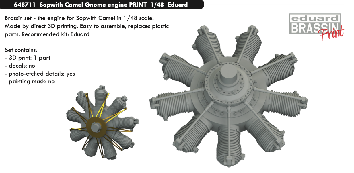 Eduard Brassin 648711 1:48 Sopwith Camel Gnome engine 3D-printed