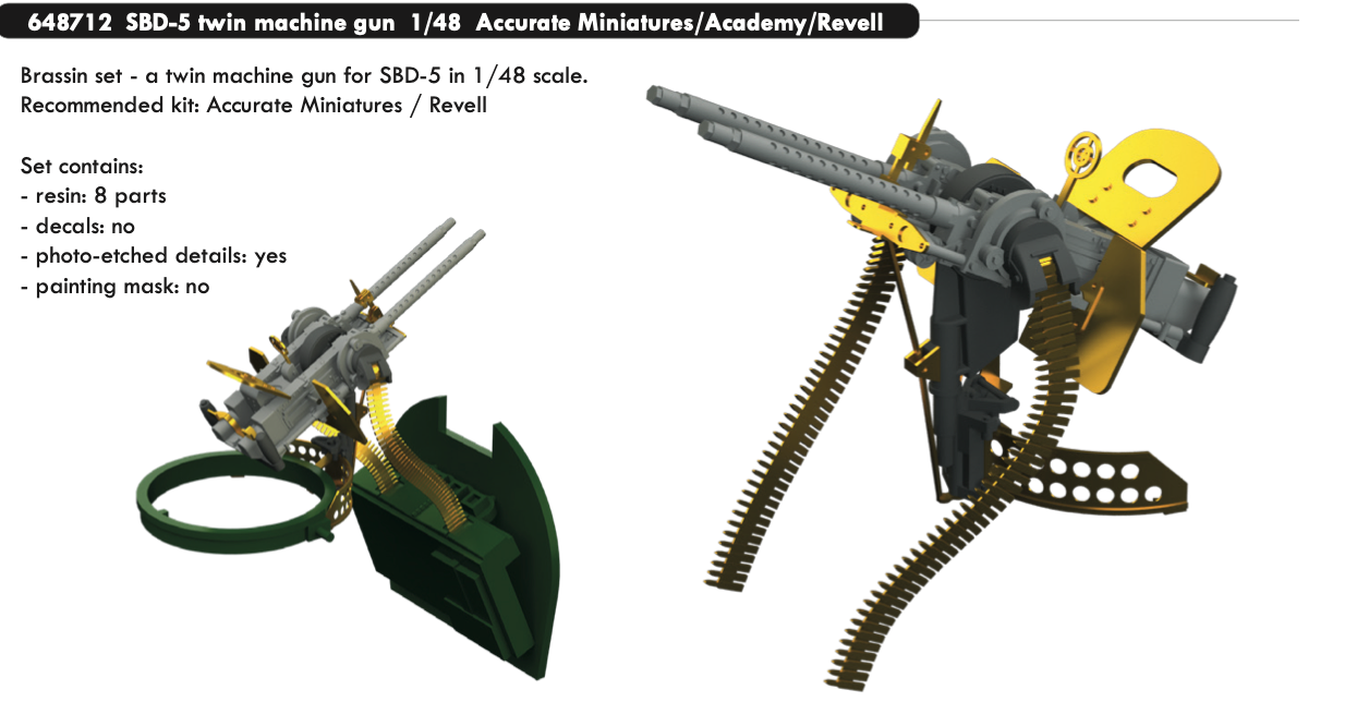 Eduard Brassin 648712 1:48 SBD-5 Dauntless twin machine gun