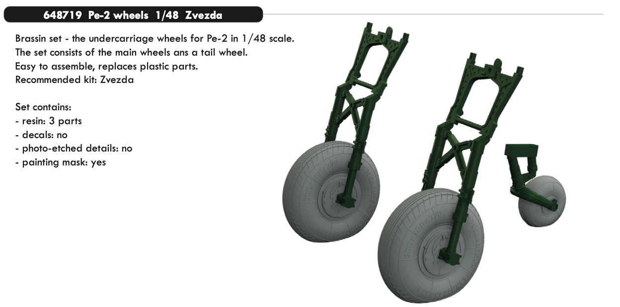 Eduard Brassin 648719 1:48 Petlyakov Pe-2 wheels with weighted tyre effect