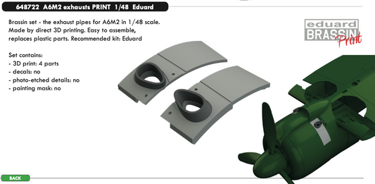 Eduard Brassin 648722 1:48 Mitsubishi A6M2 Zero exhausts 3D-printed