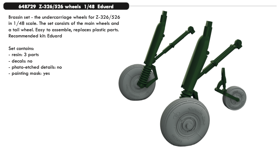 Eduard Brassin 648729 1:48 Zlin Z-326/526 wheels
