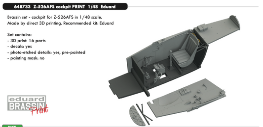 Eduard Brassin 648733 1:48 Zlin Z-526AFS cockpit 3D-printed