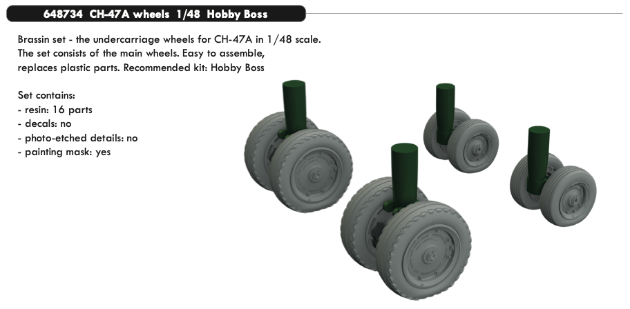 Eduard Brassin 648734 1:48 Boeing CH-47A Chinook wheels with weighted tyre effect