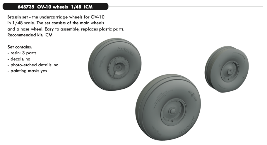 Eduard Brassin 648735 1:48 OV-10A/OV-10D Bronco wheels with weighted tyre effect
