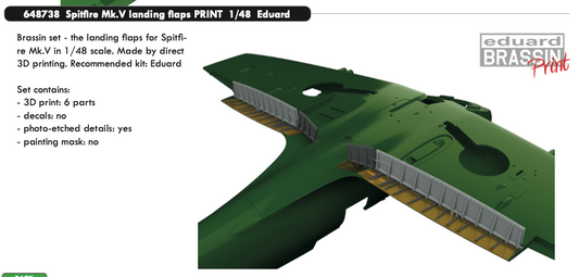 Eduard Brassin 648738 1:48 Supermarine Spitfire Mk.V landing flaps 3D-printed