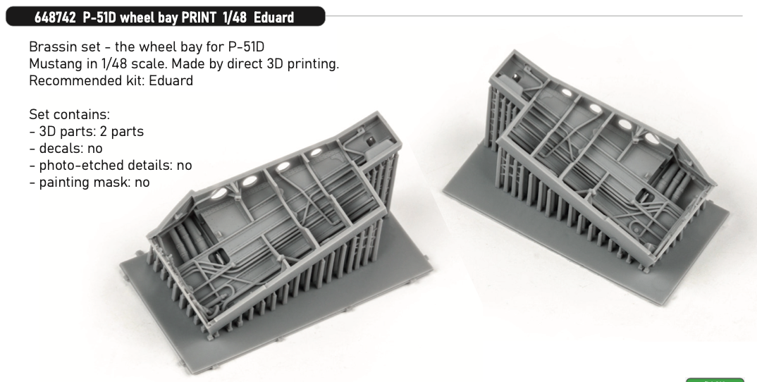Eduard Brassin 648742 1:48 North-American P-51D Mustang wheel bay 3D-printed