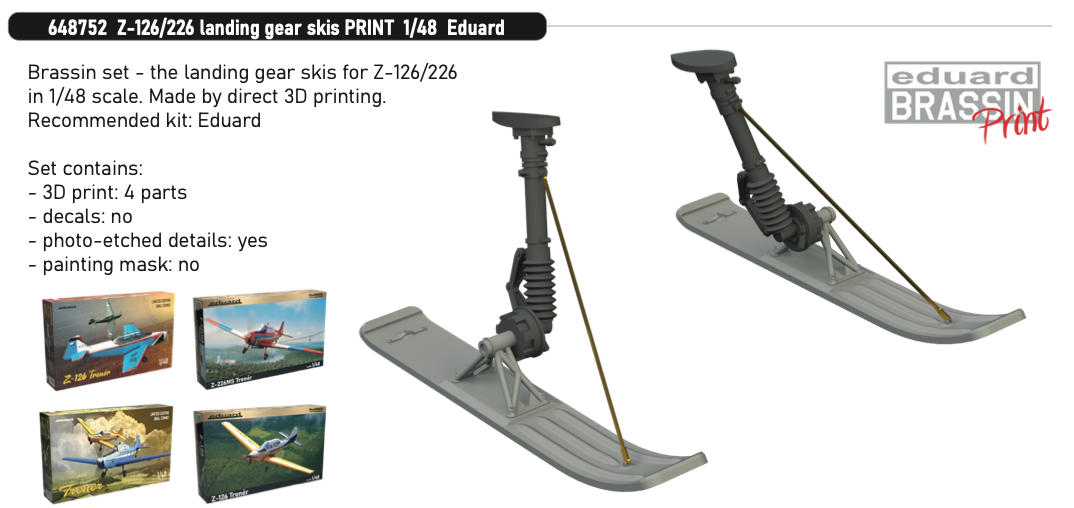 Eduard Brassin 648752 1:48 Zlin Z-126/226 landing gear skis 3D-printed