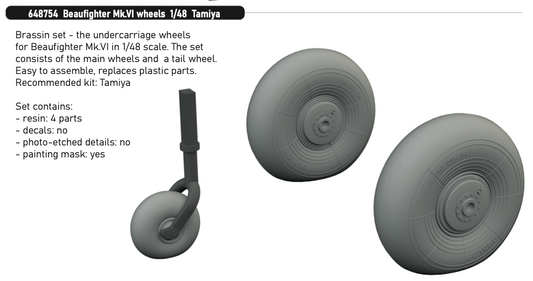 Eduard Brassin 648754 1:48 Bristol Beaufighter Mk.VI wheels