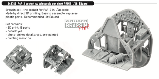 Eduard Brassin 648765 1:48 Grumman F4F-3 Wildcat cockpit with telescopic gun sight