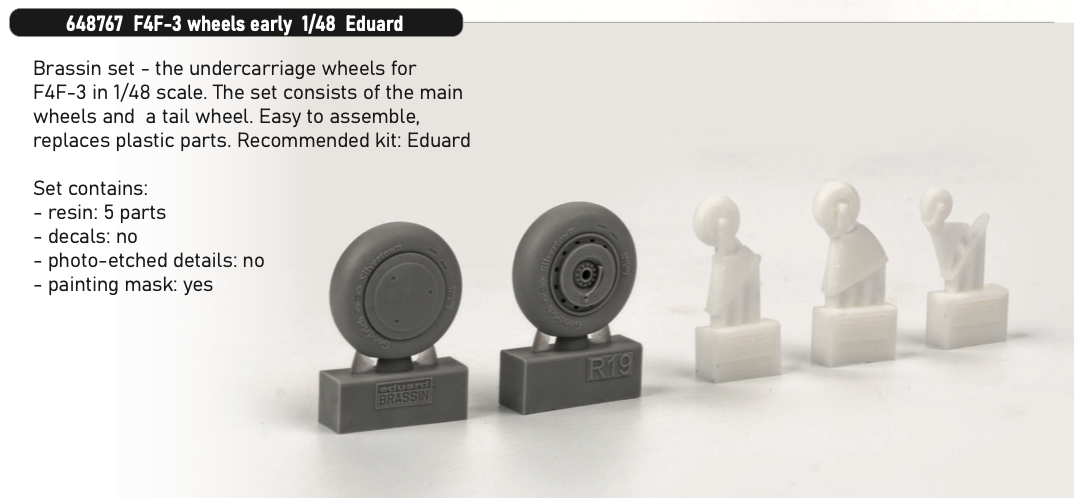 Eduard Brassin 648767 1:48 Grumman F4F-3 Wildcat wheels early
