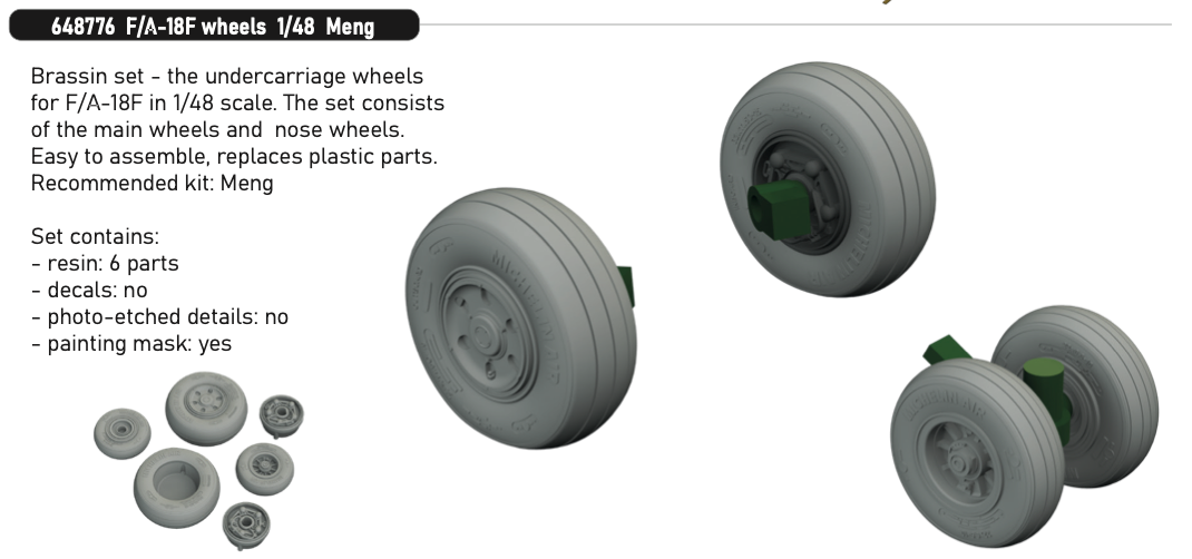 Eduard Brassin 648776 1:48 Boeing F/A-18F Hornet wheels