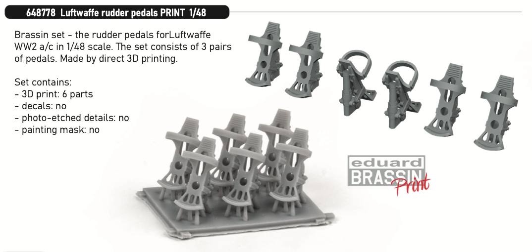 Eduard Brassin 648778 1:48 Luftwaffe rudder pedals 3D-printed