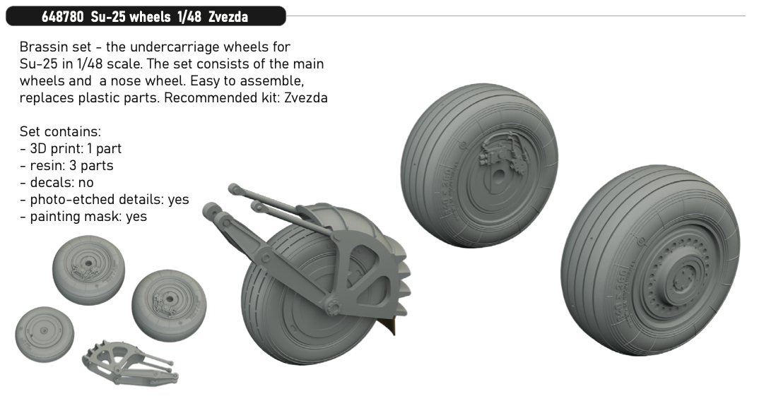 Eduard Brassin 648780 1:48 Sukhoi SU-25 Frogfoot wheels