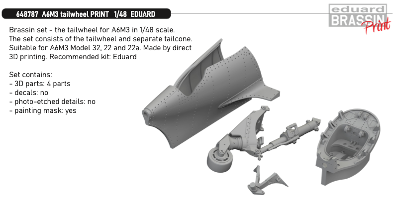 Eduard Brassin 648787 1:48 Mitsubishi A6M3 Zero tail wheel 3D-printed