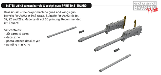 Eduard Brassin 648788 1:48 Mitsubishi A6M3 Zero cannon barrels & cockpit guns