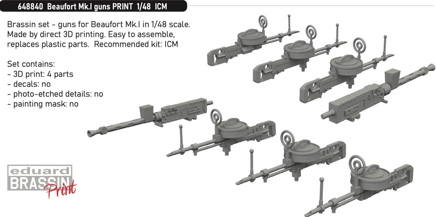 Eduard Brassin 648840 1:48 Bristol Beaufort Mk.I guns 3D-printed
