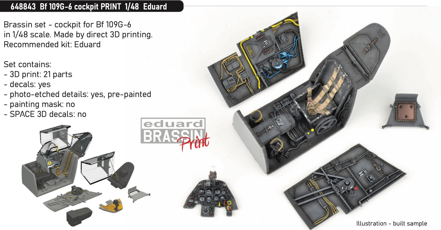 Eduard Brassin 648843 1:48 Messerschmitt Bf-109G-6 cockpit to be used with Eduard