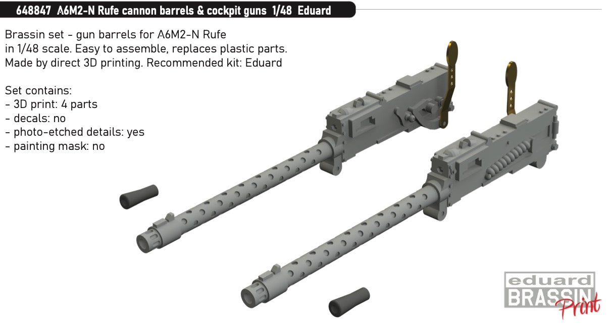 Eduard Brassin 648847 1:48 Mitsubishi A6M2-N Rufe cannon barrels & cockpit guns