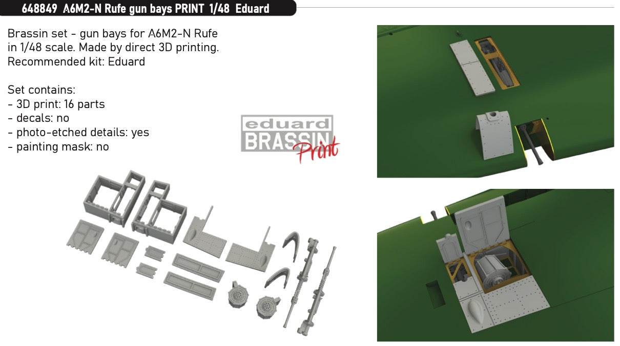 Eduard Brassin 648849 1:48 Mitsubishi A6M2-N Rufe gun bays 3D-printed