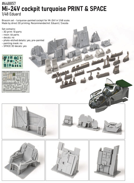 Eduard Brassin 648857 1:48 Mil Mi-24V cockpit turquoise 3D-printed & SPACE