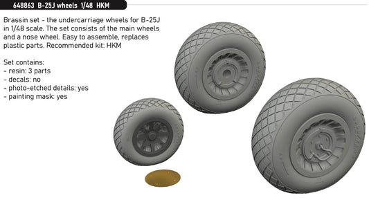 Eduard Brassin 648863 1:48 B-25J Mitchell wheels to be used with Hong Kong Models