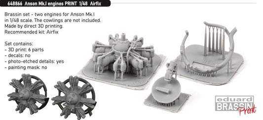 Eduard Brassin 648866 1:48 Avro Anson Mk.I engines to be used with Airfix