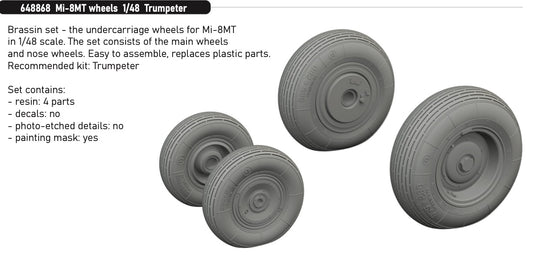 Eduard Brassin 648868 1:48 Mil Mi-8MT wheels to be used with Trumpeter
